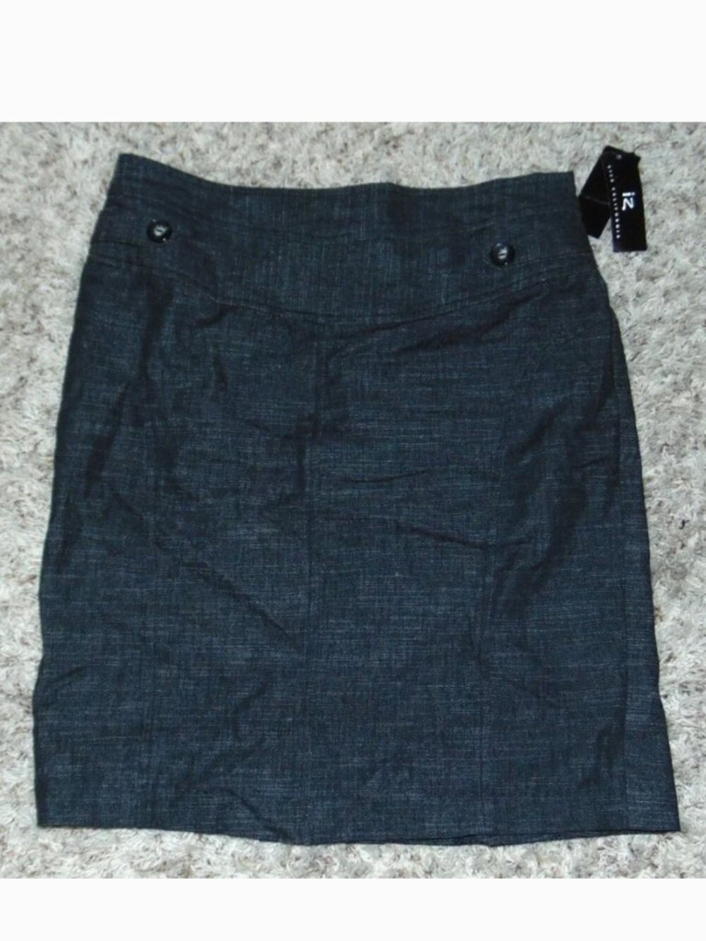 Iz Byer Pencil Skirt Jr 9 Black Button Tabs Zip Back Slit Panel Teen Girls